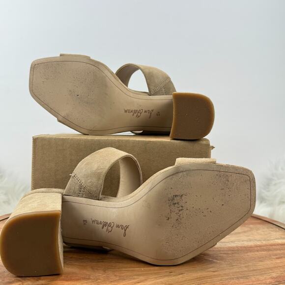 Sam Edelman Delaney Beige Suede Leather Women's US 8.5 Block Heel Mules - Picture 11 of 14